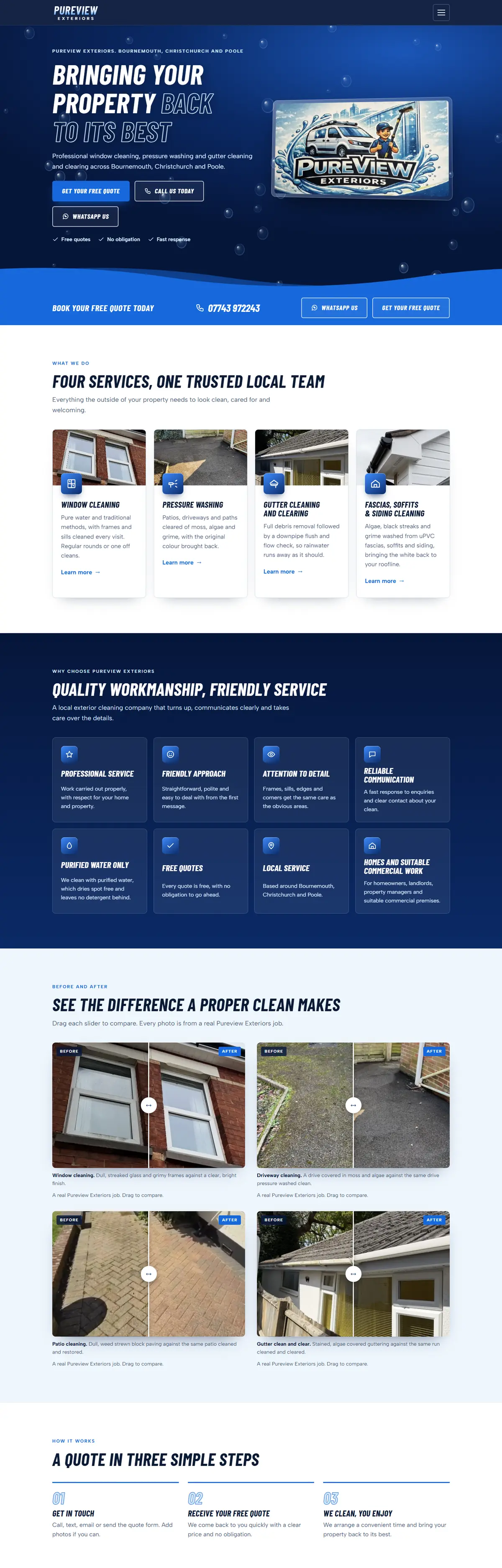 Pureview Exteriors website homepage